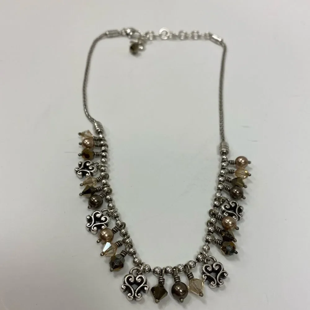 Brighton vintage Cannes Silver and Crystal beads‎ collar Necklace